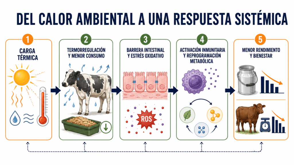 Fisiopatología del estrés por calor en rumiantes y respuesta sistémica 